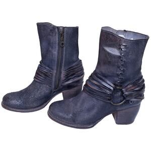 BED/STU REA Rustic Leather O Ring Moto Style Boots Women's Size 6.5 in VGUC
